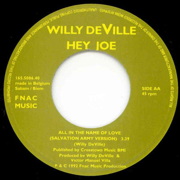 Willy DeVille : Hey Joe (7", Single)