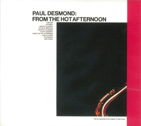 Paul Desmond : From The Hot Afternoon (CD, Album, RE, RM, Dig)