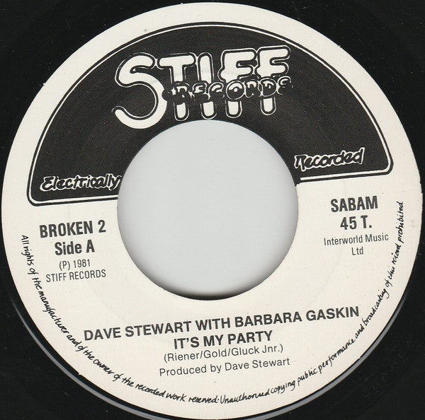 Dave Stewart & Barbara Gaskin : It's My Party (7")