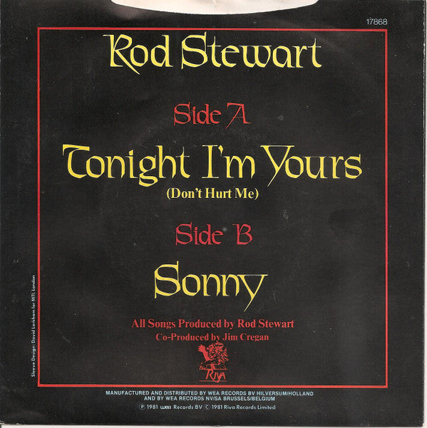Rod Stewart : Tonight I'm Yours (7")