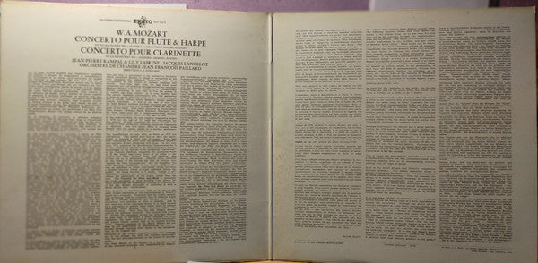 Wolfgang Amadeus Mozart - Jean-Pierre Rampal, Lily Laskine, Jacques Lancelot, Orchestre De Chambre Jean-François Paillard : Concerto Pour Flute & Harpe, Concerto Pour Clarinette (LP, RE, Gat)