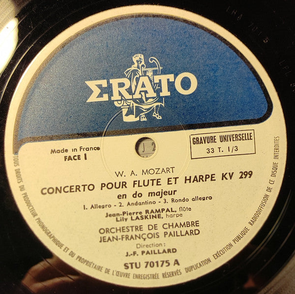 Wolfgang Amadeus Mozart - Jean-Pierre Rampal, Lily Laskine, Jacques Lancelot, Orchestre De Chambre Jean-François Paillard : Concerto Pour Flute & Harpe, Concerto Pour Clarinette (LP, RE, Gat)