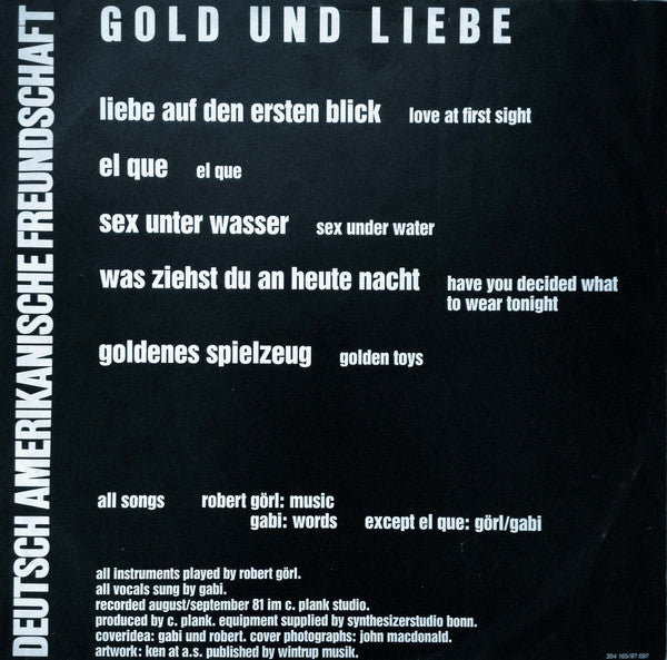 Deutsch Amerikanische Freundschaft : Gold Und Liebe (LP, Album)
