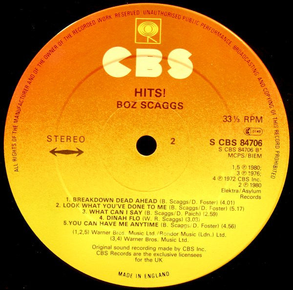 Boz Scaggs : Hits! (LP, Comp)