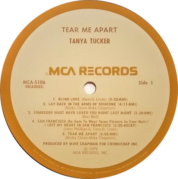 Tanya Tucker : Tear Me Apart (LP, Album, Pin)
