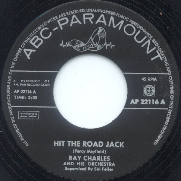 Ray Charles : Hit The Road Jack (7", Single)