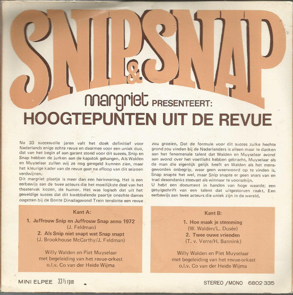 Snip & Snap : Hoogtepunten Uit De Revue (7", EP)