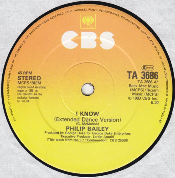 Philip Bailey : I Know (12", Maxi)