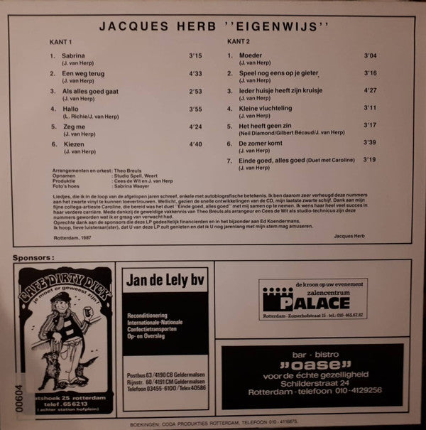 Jacques Herb : Eigenwijs (LP, Album, bar)
