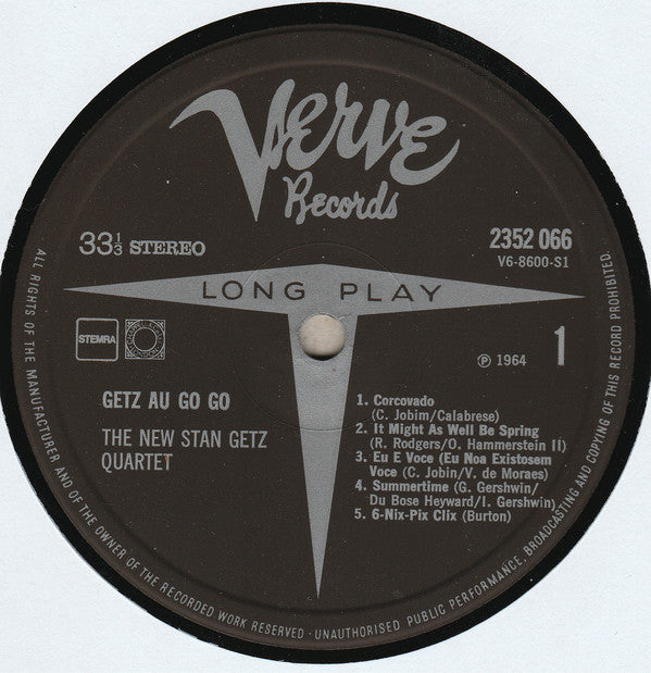 The New Stan Getz Quartet Featuring Astrud Gilberto : Getz Au Go Go (LP, Album, RP)