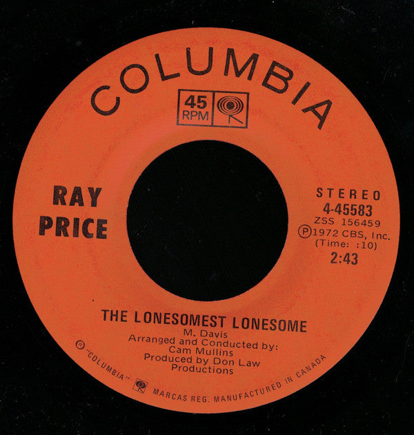 Ray Price : The Lonesomest Lonesome (7", Single)