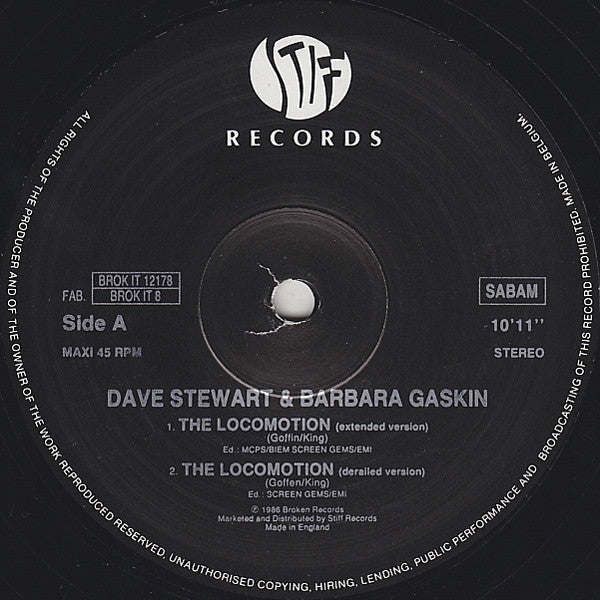 Dave Stewart & Barbara Gaskin : The Locomotion (12", Maxi)