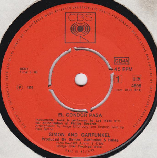 Simon And Garfunkel* : El Condor Pasa (7", Single)