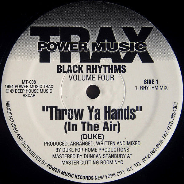 Black Rhythms : Throw Ya Hands (In The Air) (12")