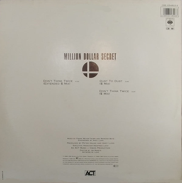 Million Dollar Secret : Don't Think Twice (12")