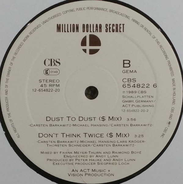 Million Dollar Secret : Don't Think Twice (12")