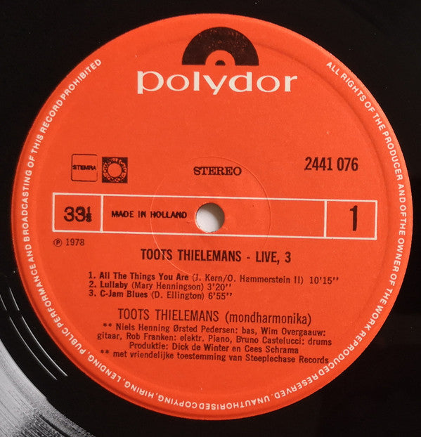 Toots Thielemans : Live 3 (LP, Album)