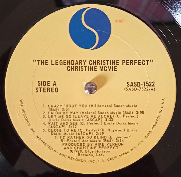Christine McVie : The Legendary Christine Perfect Album (LP, Album, RE, Pit)