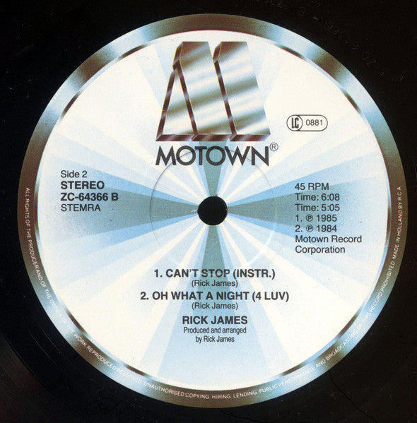 Rick James : Can't Stop (12", Single)
