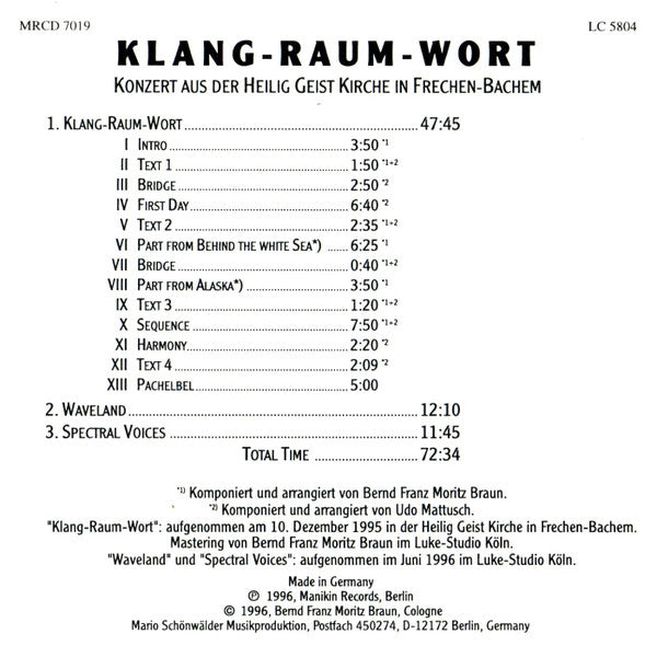 Arcanum : Klang-Raum-Wort (CD, Album, Ltd)