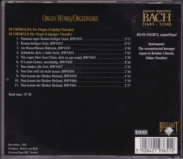 Johann Sebastian Bach : Organ Works Vol. I / Orgelwerke Vol. I (8xCD + Box, Comp)