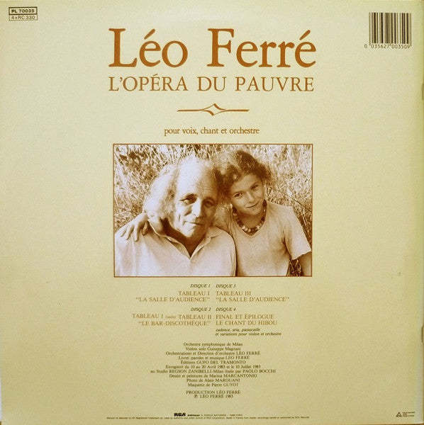 Léo Ferré : L'Opéra Du Pauvre Pour Voix, Chant Et Orchestre (4xLP, Album)