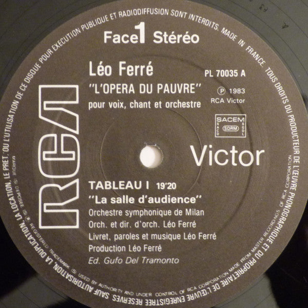 Léo Ferré : L'Opéra Du Pauvre Pour Voix, Chant Et Orchestre (4xLP, Album)