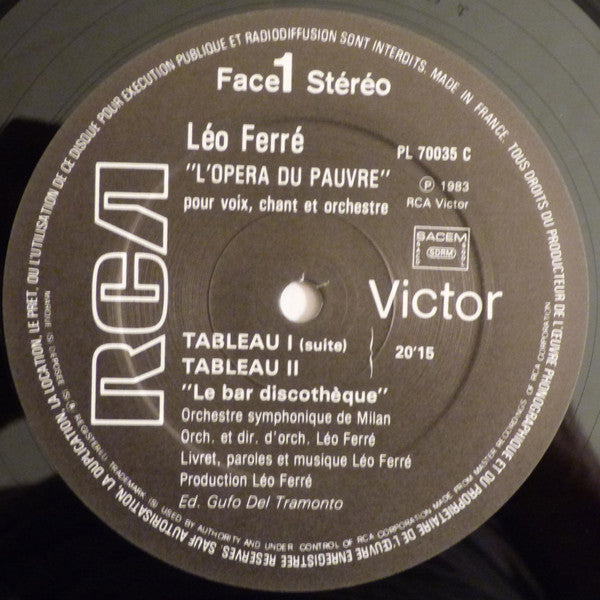 Léo Ferré : L'Opéra Du Pauvre Pour Voix, Chant Et Orchestre (4xLP, Album)