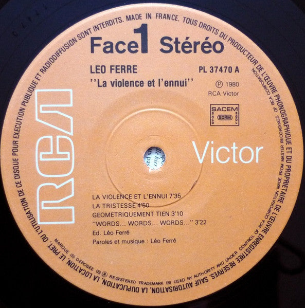 Léo Ferré : La Violence Et L'ennui (LP, Album)