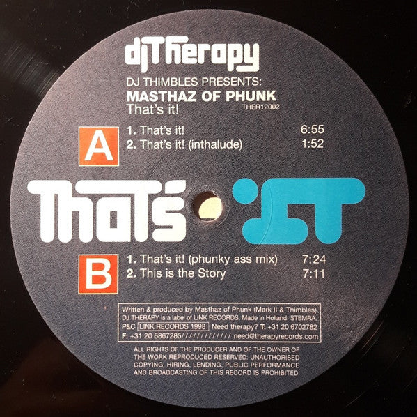 Masthaz Of Phunk : That's It! (12")