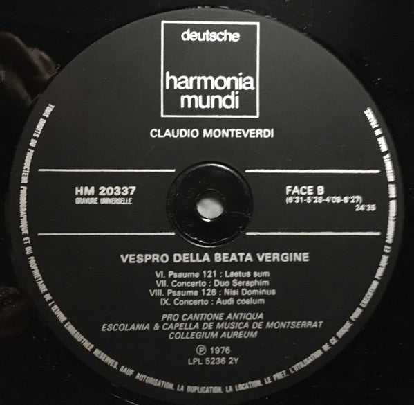 Claudio Monteverdi - Escolanía De Montserrat, Pro Cantione Antiqua, Collegium Aureum Dir. Ireneu Segarra OSB : Vespro Della Beata Vergine (2xLP, RE + Box)