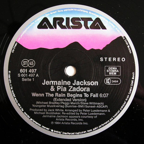 Jermaine Jackson & Pia Zadora : When The Rain Begins To Fall (12", Maxi, M/Print)