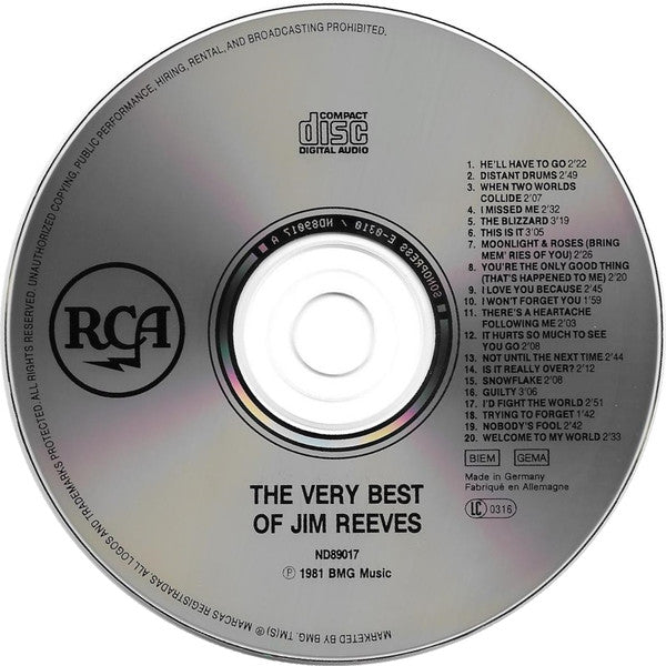 Jim Reeves : The Very Best Of Jim Reeves (CD, Comp, RE)