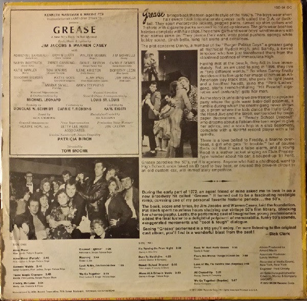 Various : Grease - The Original Broadway Cast Album (LP, Album, RE)