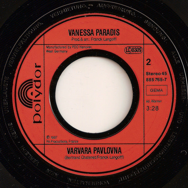 Vanessa Paradis : Joe Le Taxi (7", Single)