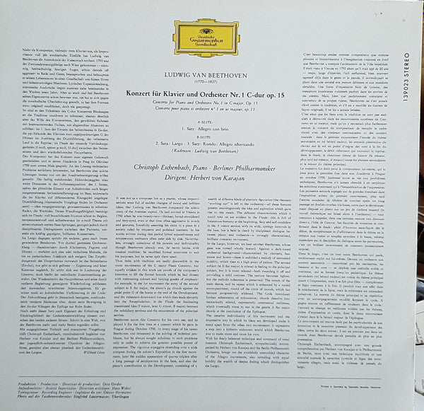 Ludwig van Beethoven – Christoph Eschenbach - Berliner Philharmoniker · Herbert von Karajan : Klavierkonzert Nr. 1 C-dur (LP, RP)