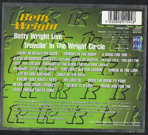 Betty Wright : Betty Wright Live / Travelin' In The Wright Circle (CD, Comp, RE)