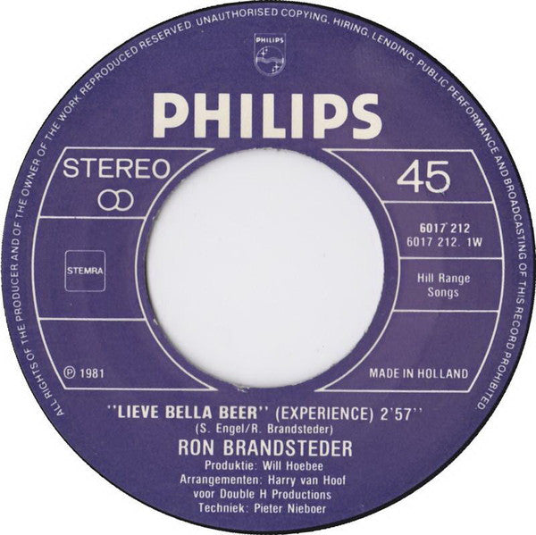 Ron Brandsteder : Lieve Bella Beer (7", Single)