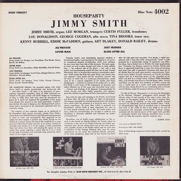 Jimmy Smith : House Party (LP, Album, Mono)
