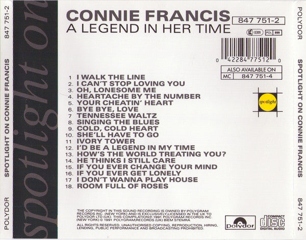 Connie Francis : A Legend In Her Time: The Country Hits (CD, Comp)