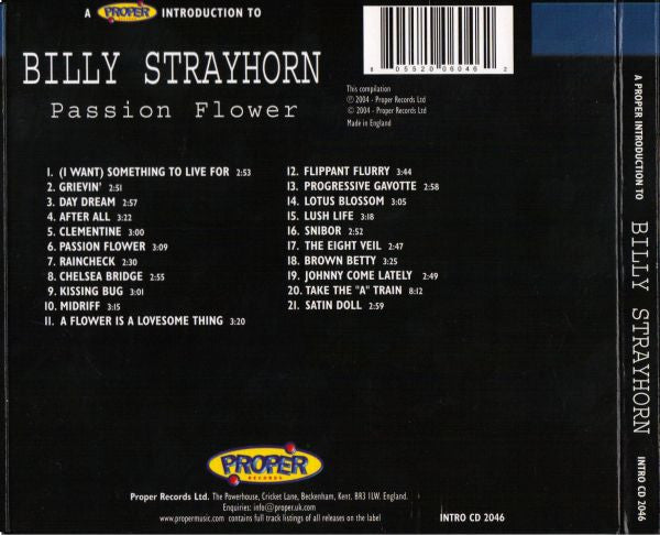 Billy Strayhorn : A Proper Introduction To Billy Strayhorn: Passion Flower (CD, Album, Comp)