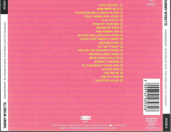 Tammy Wynette : Anniversary: Twenty Years Of Hits (CD, Comp, RP)