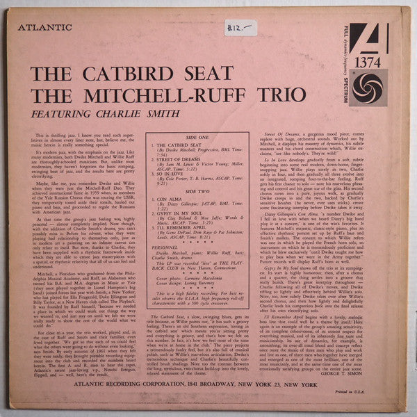 The Mitchell-Ruff Trio : The Catbird Seat (LP, Album, Mono)