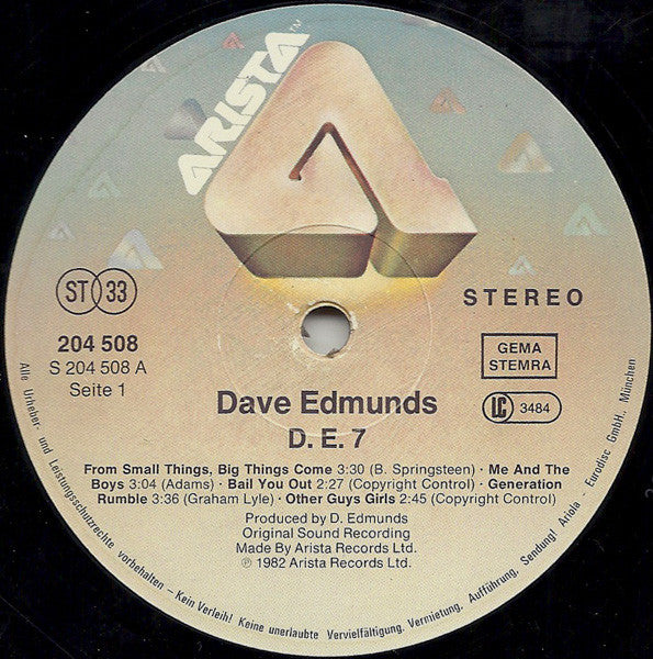 Dave Edmunds : D. E. 7 (LP, Album)