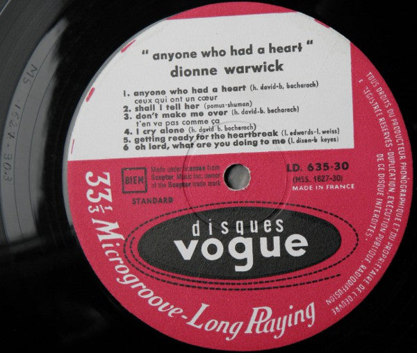 Dionne Warwick : Anyone Who Had A Heart (LP, Album)