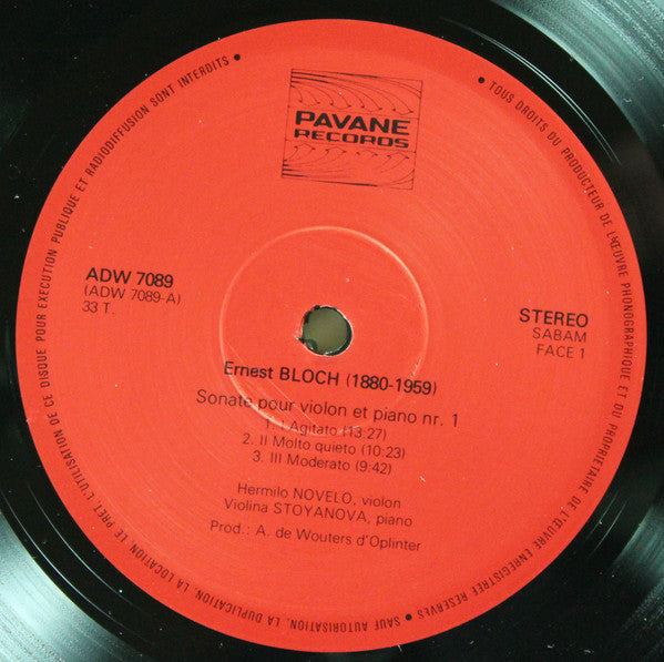 Ernest Bloch – Hermilo Novelo, Violina Stoyanova : Suite Baal Shem — Suite Hebraique — Sonate N° 1 (LP)