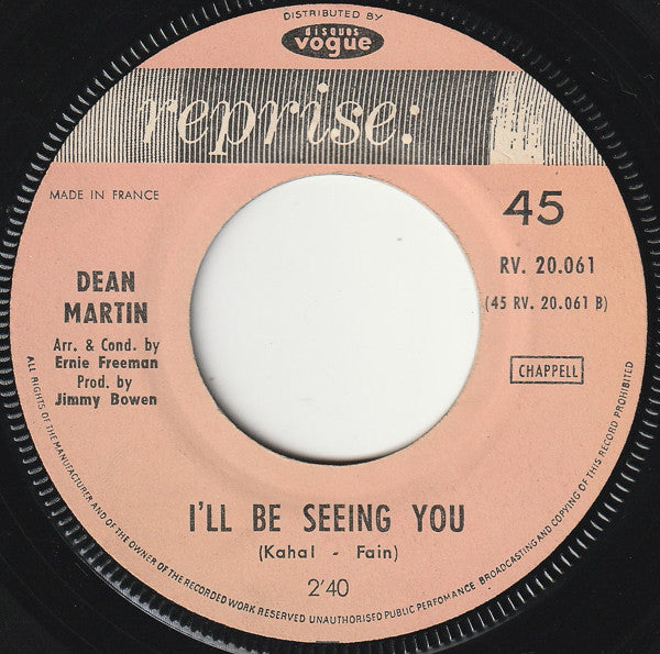 Dean Martin : Send Me The Pillow / I'll Be Seeing You (7")