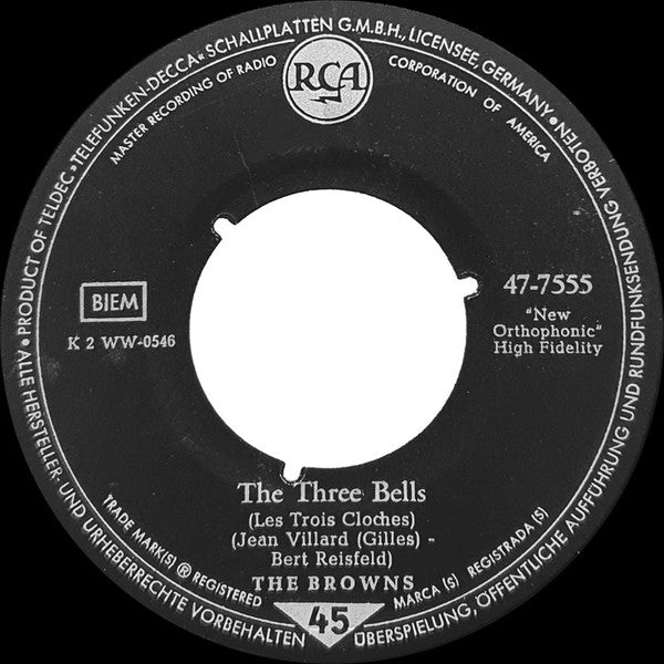 The Browns (3) : The Three Bells (7", Single)