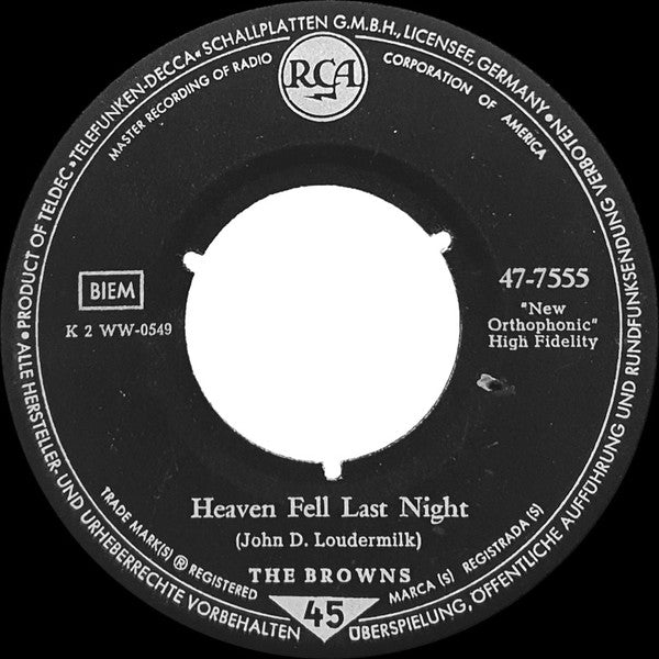 The Browns (3) : The Three Bells (7", Single)