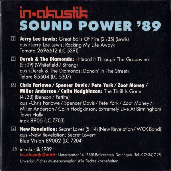 Various : Sound Power '89 (CD, Mini, Comp, Promo, Car)